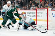 Wild center Joel Eriksson Ek (14) has two goalls and one assist in back-to-back games. 