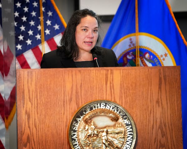 Human Rights Commissioner Rebecca Lucero delivers the findings of an investigation into the Minneapolis Police Department on Wednesday. The investigat