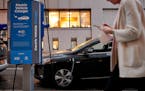A public charging station for electric vehicles in New York, March 7, 2022. Hennepin County will focus on a long-term plan to get electric cars and ch