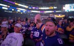Donald Verhota booed after hearing the announcement that the Vikings traded their No. 12 pick for No. 32 at the team’s draft party Thursday night, A