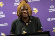 The Vikings’ first-round draft pick, Georgia safety Lewis Cine, met the media at TCO Performance Center on Friday.