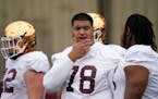 Daniel Faalele of the Gophers was drafted in the fourth round by the Baltimore Ravens.