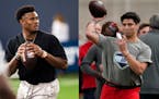 Liberty quarterback Malik Willis, left, and Mississippi quarterback Matt Corral were both still available when the third round of the NFL draft rolled