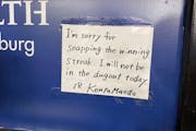 Kenta Maeda left this sign for his Twins teammates in the dugout after Friday’s loss.