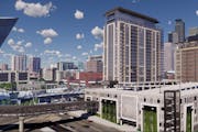 A south-facing view of the 25-story, 350-unit apartment building that Ryan Cos. is about to start building next to U.S. Bank Stadium in downtown Minne