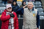 Harry and Kathy Wisdom were both honored as “Hero of the Game” at CHS Field in St. Paul on Thursday, April 28. Kathy is decorated with a Bronze St