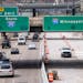 Drivers navigated through a construction zone on I-94 in downtown St. Paul on Thursday. The freeway is reduced to two lanes.