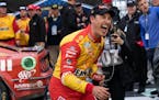 Joey Logano celebrated in Victory Lane after bumping William Byron out of the way on the next-to-last lap to win a NASCAR Cup Series race at Darlingto