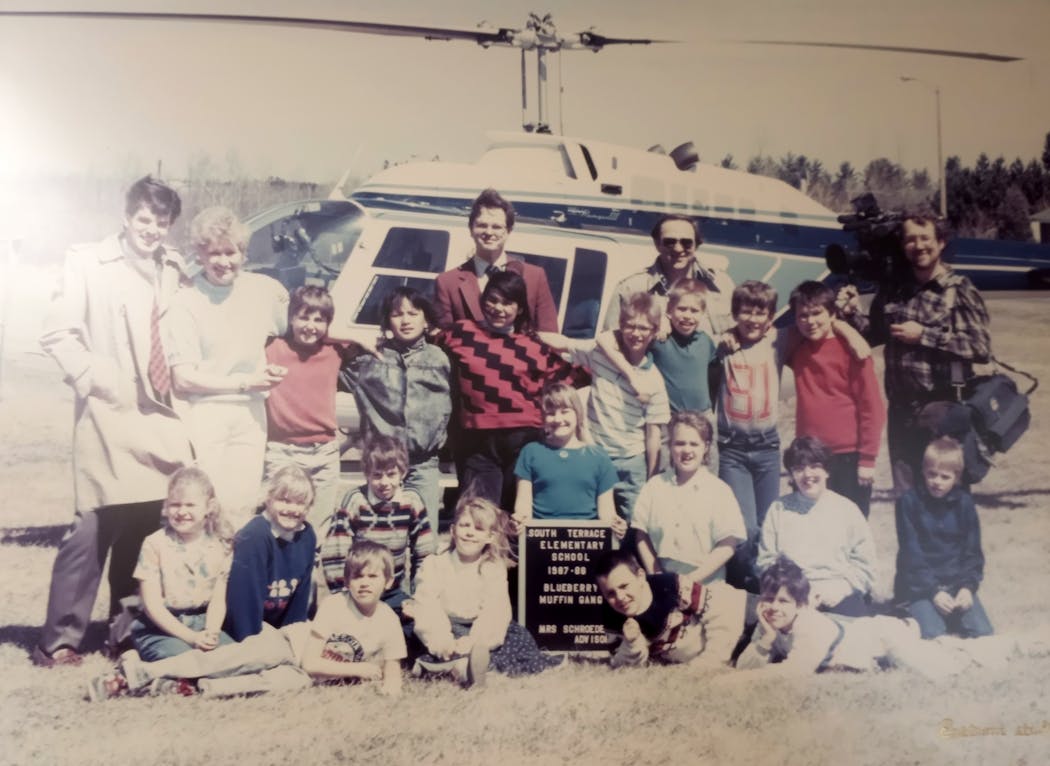 The 'Blueberry Muffin Gang' and others gathered for the reenactment of the bill signing in June 1988.