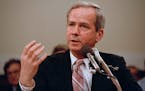ormer national security adviser Robert C. McFarlane gestures while testifying before the House-Senate panel investigating the Iran-Contra affair on Ca