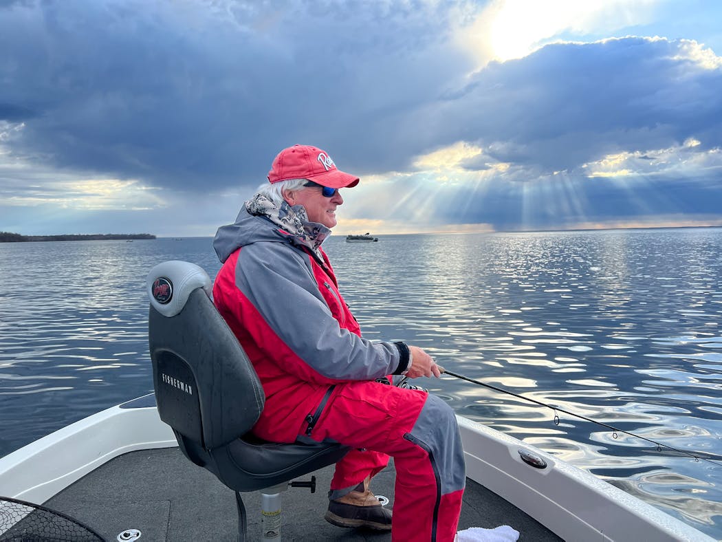 Steve Vilks of Naples, Fla., was on the water early Saturday morning on Lake Winnibigoshish. Fishing was pretty good for walleyes.