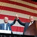 GOP candidate for governor Scott Jensen toot the stage with running mate Matt Birk Saturday at the Republican State Convention in Rochester.