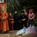 Christian Orthodox worshippers and nuns attend a service at Archangel Saint Michael monastery, in Odesa, Ukraine, Sunday, May 15, 2022. Almost three m