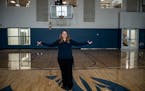 Lisa Lamey, manager of the Rookery in Lino Lakes, showed the resurfaced basketball court. The city of Lino Lakes took over a closed YMCA and this mont