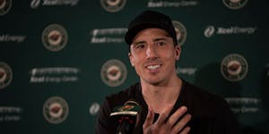 Marc-Andre Fleury spoke at a season-ending news conference Monday at Xcel Energy Center.