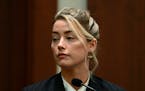 Actor Amber Heard testifies in the courtroom at the Fairfax County Circuit Courthouse in Fairfax, Va., Tuesday, May 17, 2022. 
