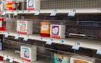 A baby formula display shelf at a store in San Diego, Calif., on May 10, 2022. 