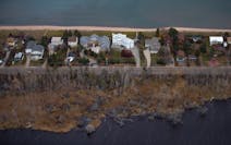 Duluth’s Park Point neighborhood as seen from an airplane in 2019. Residents are concerned about the number of vacation rentals on the spit of land.