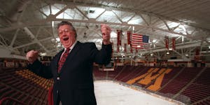 Al Shaver shortly before his retirement from calling hockey in Minnesota.