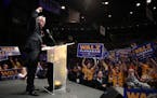 Tim Walz, then a candidate for governor, pumped his fist as he took the stage to speak at the DFL state convention four years ago. 