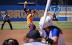 Gophers pitcher Autumn Pease took a 2-1 loss to UCLA in last year’s NCAA tournament.