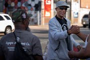 Steve Floyd, co-founder of the Agape Movement, at George Floyd Square in Minneapolis.