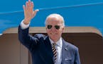 FILE - President Joe Biden waves as he boards Air Force One for a trip to South Korea and Japan, on May 19, 2022, at Andrews Air Force Base, Md. 