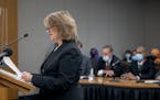 Assistant Hennepin County Attorney Amy Sweasy Tamburino, shown in 2021 reading a victim impact statement during former officer Mohamed Noor’s re-sen