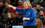 Lynx coach Cheryl Reeve calls out to players during the team’s game against the Las Vegas Aces on Thursday