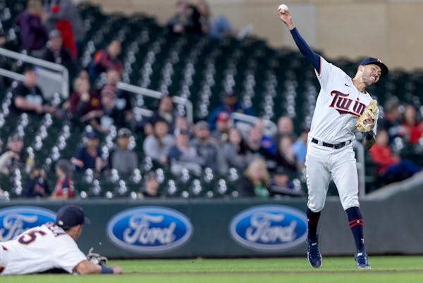 Carlos Correa threw to first base in the seventh inning, his play at shortstop has been key to the Twins defensive play this season.