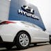 A 2019 Accent sedan at a Hyundai dealership in Littleton, Colo. on May 19, 2019. Korean automaker Hyundai is recalling 239,000 cars because the seat b