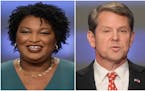 This combination of May 20, 2018, file photos shows Georgia gubernatorial candidates Stacey Abrams, left, and Brian Kemp in Atlanta. 