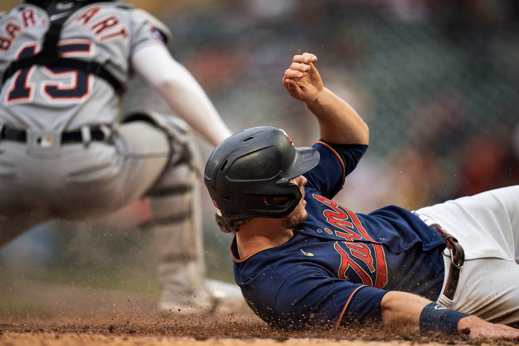 Max Kepler slid safely into home, scoring from first base on a single by Gio Urshela.