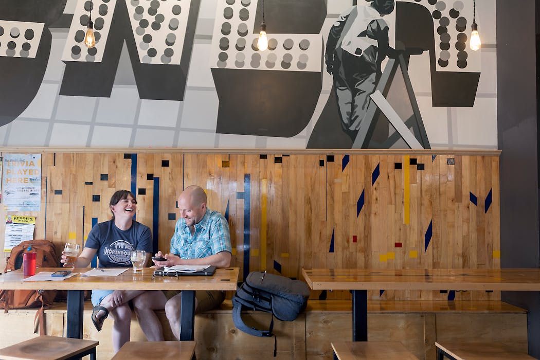 A couple enjoyed lunch and a cold brew at the Eastlake Brewery earlier this month.