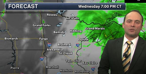 Evening forecast: Low of 46; cloudy, with a shower possible in areas