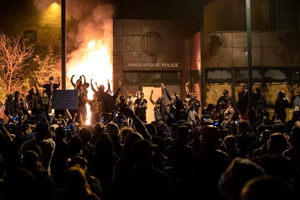 The Minneapolis Third Police Precinct building burned on May 28, 2020, during the protests that followed the death of George Floyd.