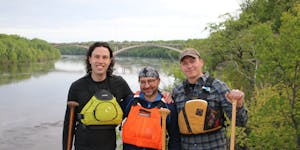 Jake Abrahams, Frank Bures and Hunter Smoak, from left, reunited after Bures wrote about being dumped from his canoe and of his then-unknown rescuers.