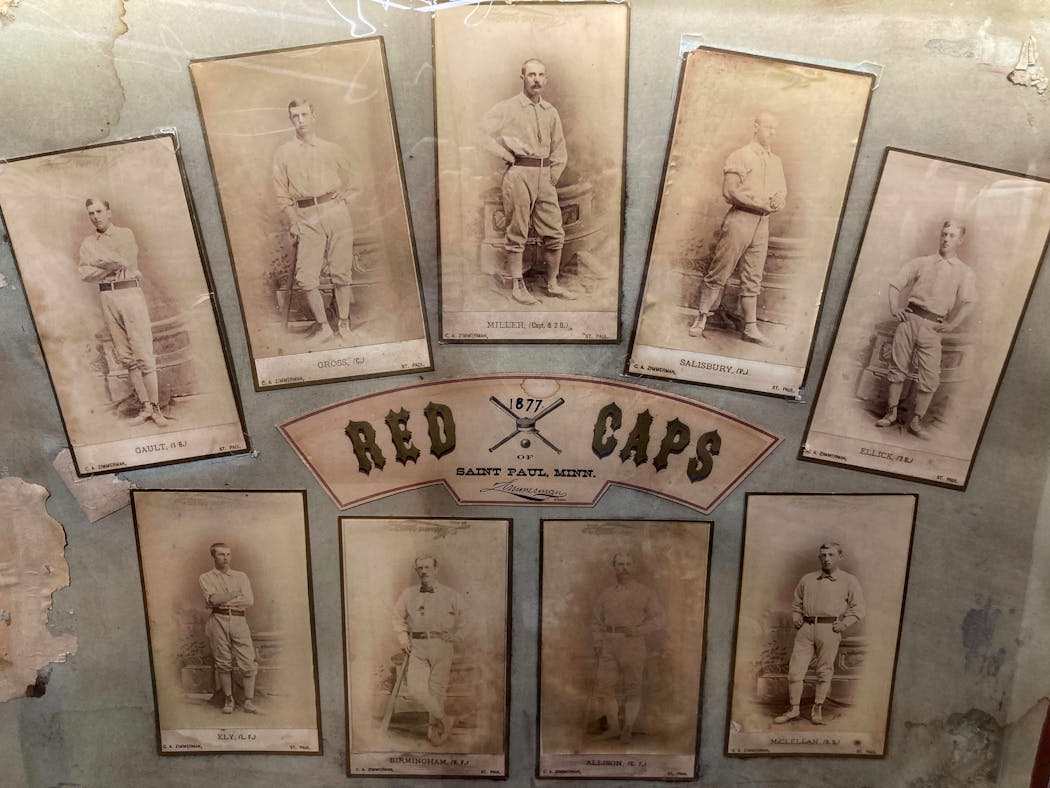 Red Caps baseball cards from 1877 on display at the City of Baseball Museum at CHS Field.
