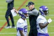 New Vikings defensive coordinator Ed Donatell gave direction during rookie minicamp this month.
