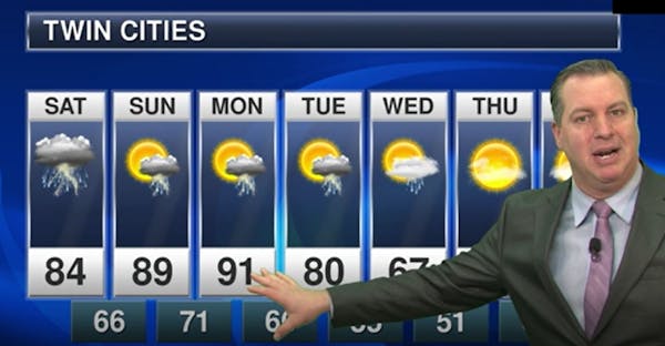 Evening forecast: Low of 59; mostly cloudy; showers possible toward dawn ahead of hot, humid weekend
