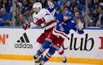 Rangers center Barclay Goodrow collided with Hurricanes defenseman Brendan Smith during the first period Saturday night in New York.