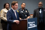 U.S. Rep. Dean Phillips spoke at news conference with state and local law enforcement leaders Tuesday on his Pathways to Policing Act, a bipartisan bi