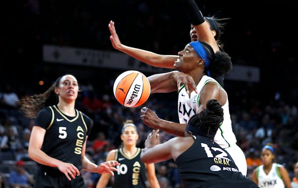 Sylvia Fowles of the Lynx battled for a rebound in a game against Las Vegas in May.