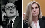 Left, John Dean at the Senate Watergate hearings, in 1973. Right, Caroline Edwards, the first Capitol Police officer injured in the riot, testifies at