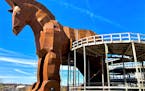 At Mt. Olympus theme park in Wisconsin Dells, the go-kart track coasts through the belly of a 60-foot Trojan Horse.