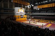 The Gophers scrimmaged St. Thomas at Maturi Pavilion during spring practice in April. 