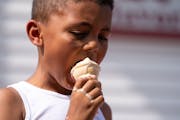 J.R. Franklin, 8, had ice cream June 14 at Conny’s Creamy Cone in St. Paul.