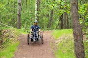 Sam Tabaka, who runs adaptive recreation programs for Three Rivers Parks District, rode on the new Sagamore Unit trail this week. He gave it a test ri