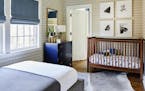 A nursery nook that was designed by Mel Bean of Mel Bean Interiors. By honoring the existing palette of your room, you can make the nursery a seamless