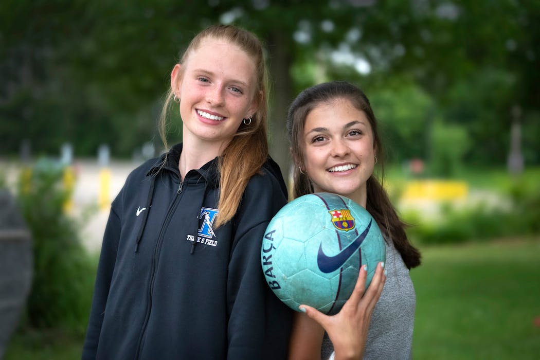 Ellie Volkers, left, and Tartan soccer teammate Mara Campbell both indicated satisfaction with the effects of Title IX.